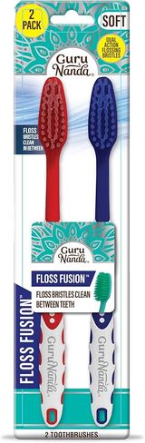 GuruNanda Floss Fusion Toothbrush with Dual Action Soft Flossing Bristles, Ultra-fine Tapered Bristles for Deeper Cleaning, BPA & PFAS-Free, (2 Count) in Saudi Arabia
