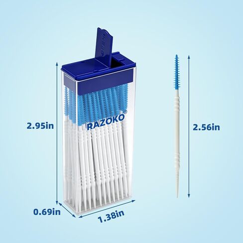 فرش أسنان من السيليكون الناعم من RAZOKO وأعواد أسنان، أعواد أسنان مزدوجة الأطراف للاستعمال مرة واحدة، عدد 280، لطيفة على اللثة، مثالية للأقواس والجسور والمزروعات والحقيبة الصحية المحمولة in Kuwait
