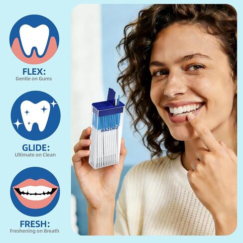 فرش أسنان من السيليكون الناعم من RAZOKO وأعواد أسنان، أعواد أسنان مزدوجة الأطراف للاستعمال مرة واحدة، عدد 280، لطيفة على اللثة، مثالية للأقواس والجسور والمزروعات والحقيبة الصحية المحمولة in Kuwait