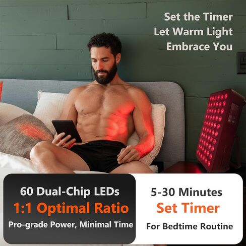 Red Light Therapy Panel, Dual Chip LED 660nm 850nm Near Infrared Light for Body & Face, High Power Red Light Therapy Device for Muscle Recovery, Joint Pain Relief, Skin Rejuvenation at Home in Saudi Arabia