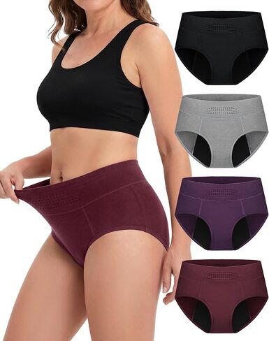 IGOLUMON Period Underwear for Women, 4-Pack Leakproof Postpartum Panties Menstrual Underwear Incontinence Protective Briefs in Kuwait