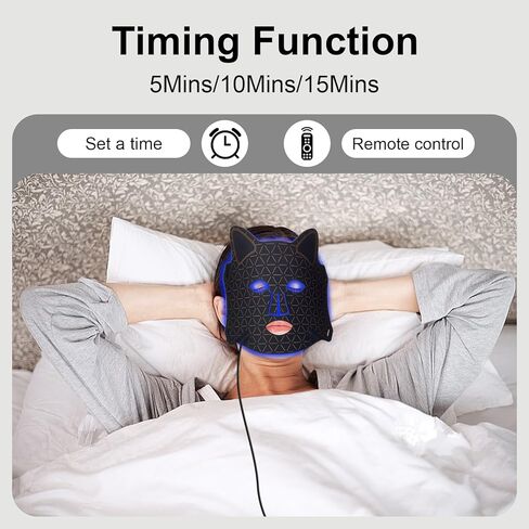 العلاج بالضوء الأحمر للوجه، قناع الوجه المحمول بـ 3 أوضاع مع جهاز تحكم عن بعد قابل لإعادة الشحن بقدرة 2600 مللي أمبير في الساعة، قناع العلاج بالضوء 630 نانومتر + 850 نانومتر مع وظيفة التوقيت 189 خرزة LED in Kuwait