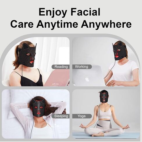 العلاج بالضوء الأحمر للوجه، قناع الوجه المحمول بـ 3 أوضاع مع جهاز تحكم عن بعد قابل لإعادة الشحن بقدرة 2600 مللي أمبير في الساعة، قناع العلاج بالضوء 630 نانومتر + 850 نانومتر مع وظيفة التوقيت 189 خرزة LED in Kuwait