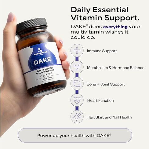 DAKE بقلم ديف أسبري | مزيج تآزري من الفيتامينات الأساسية D-A-K-E | مكمل فيتامين د2 + ك2 + أ + هـ لدعم المناعة ودعم العظام والمفاصل وصحة القلب | العرض لمدة 60 يومًا in Kuwait