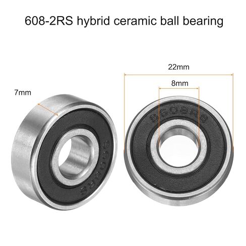 uxcell 608-2RS Hybrid Ceramic Deep Groove Ball Bearings 8x22x7mm Si3N4 Silicon Nitride Balls Steel Rings Double Sealed Bearing for Motors, CNC Spindles (ABEC5) in Saudi Arabia