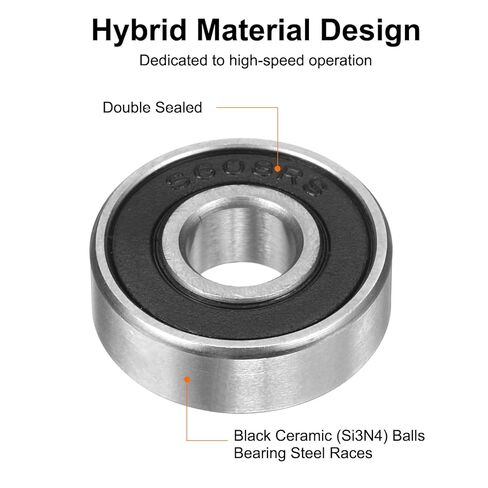 uxcell 608-2RS Hybrid Ceramic Deep Groove Ball Bearings 8x22x7mm Si3N4 Silicon Nitride Balls Steel Rings Double Sealed Bearing for Motors, CNC Spindles (ABEC5) in Saudi Arabia