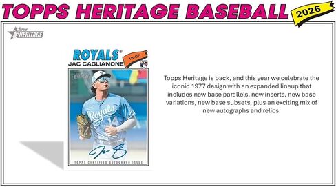 2026 Topps Heritage Baseball Series 64 Card Value Box Featuring Blaster Exclusive Dark Green and Pink Sparkle Parallel Cards Plus a Chance for Relics and Autographs in Saudi Arabia