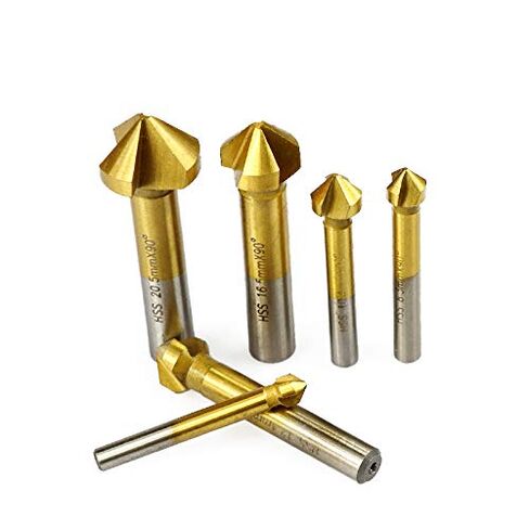 Countersink Drill Bits 6 Pcs 90 Degree 3 Flute Chamfer Bit HSS Chamfering End Mill Charmfer Cutter Single-End Tool Deburring Set in Saudi Arabia