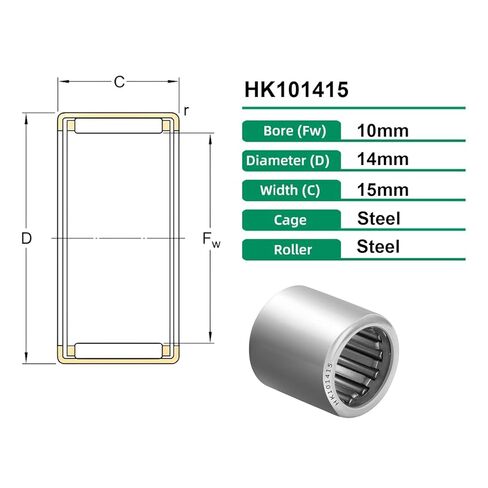 محامل إبرة كأس مسحوبة، 10 قطع HK0408 محمل محبوس بنهاية مفتوحة، تجويف 4 مم، 8 مم OD، عرض 8 مم ST14 أسطوانة صف واحد من الفولاذ in Kuwait