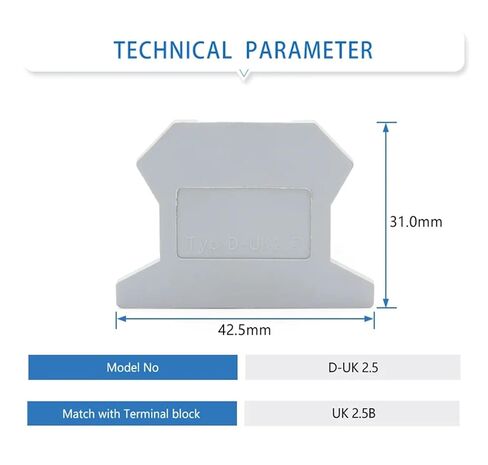 100 pcs. End Cap D-UK 2.5 for Terminal Block UK-2.5B End Plate DIN Rail Terminal Block Accessories D-UK2.5 in Saudi Arabia
