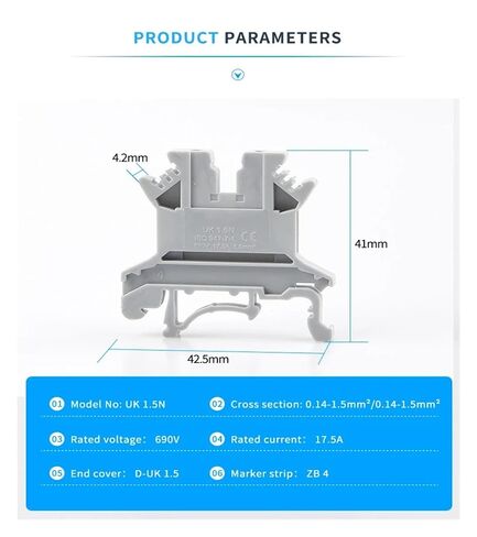 10pcs UK-1.5N DIN Rail Terminal Block Screw Connection Wire Connector Terminal Block 16awg Wire in Saudi Arabia