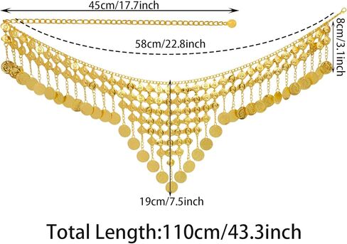 Topbuti Coins Belly Dance Hip Scarf Belt Belly Dancer Belt Scarf Skirt for Women Dancing Halloween Costume Accessory in Saudi Arabia