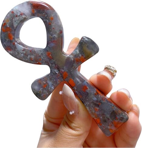 3.6" Natural Quartz,Hand Carved,Mineral Sample,Ankh Totem,Home Decor,Reiki Heal,Energy Crystal Gift (Rose Quartz) in Saudi Arabia