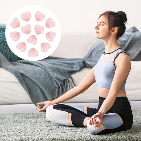 12 Pcs Pink Rose Quartz Heart Crystal Stones, Natural Polished Gemstones Mini Pocket Stones Handcrafted Gemstones for Love Stone with Plush Gift Bag in Saudi Arabia