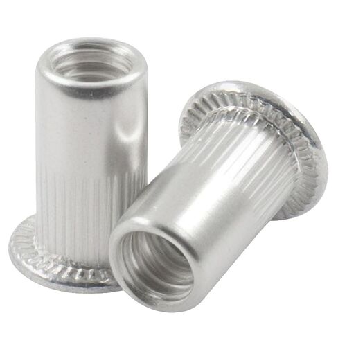 100Pcs #10-24 Rivet Nuts, Aluminum Flat Head Rivnut Knurled Body, Threaded Insert Nut for DIY Projects/Professional in Kuwait