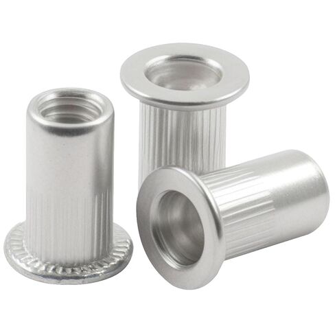 100Pcs #10-24 Rivet Nuts, Aluminum Flat Head Rivnut Knurled Body, Threaded Insert Nut for DIY Projects/Professional in Kuwait