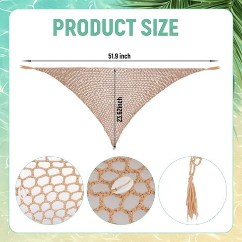 Fish Net Skirt, Crochet Sarong Wraps Cover Up for Women, Fishnet Triangle Shawl Seashell Scarf Skirt for Swimsuits Beach in Saudi Arabia