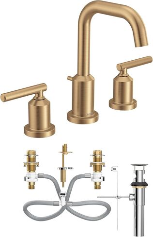 Moen Gibson Two-Handle High Arc Widespread Modern Bathroom Sink Faucet for 3-Hole Setups with Valve Included, Matte Black, TV6142BL in Saudi Arabia