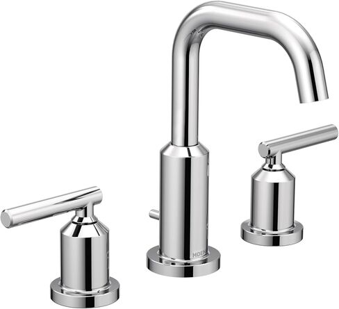 Moen Gibson Two-Handle High Arc Widespread Modern Bathroom Sink Faucet for 3-Hole Setups with Valve Included, Matte Black, TV6142BL in Saudi Arabia