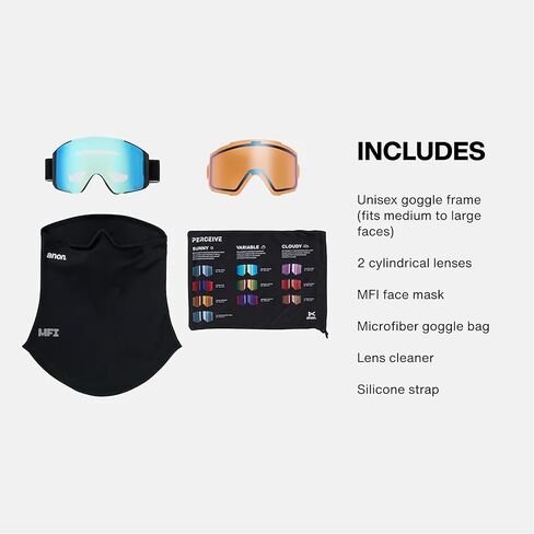 Anon Sync Goggles + Bonus Lens + MFI Face Mask, Frame: Black, Lens: Perceive Sunny Red in Saudi Arabia