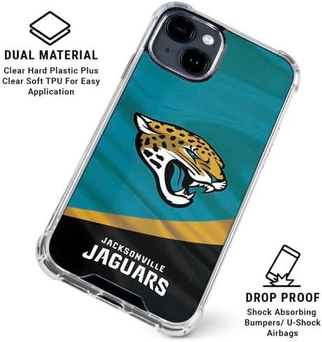 Skinit Clear Phone Case Compatible with iPhone 14 - Officially Licensed NFL Jacksonville Jaguars Design in Saudi Arabia