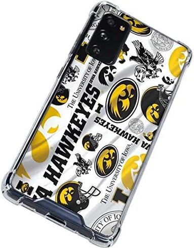 حافظة هاتف Skinit الشفافة متوافقة مع هاتف Galaxy S20 FE - تصميم نمط Hawkeyes المرخص رسميًا من جامعة أيوا in Saudi Arabia