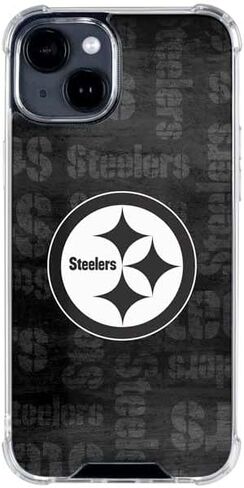 Skinit Clear Phone Case Compatible with iPhone 14 - Officially Licensed NFL Pittsburgh Steelers Black & White Design in Saudi Arabia