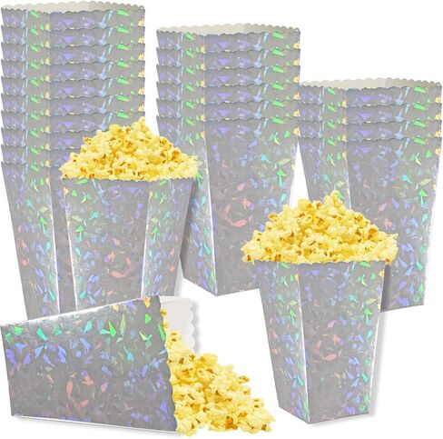 24 Pcs Silver Foil Popcorn Boxes 2 x 4.5 x 2.7 inch Mini Popcorn Boxes Cardboard Popcorn Container for Party Disposable Snack Popcorn Bags in Kuwait