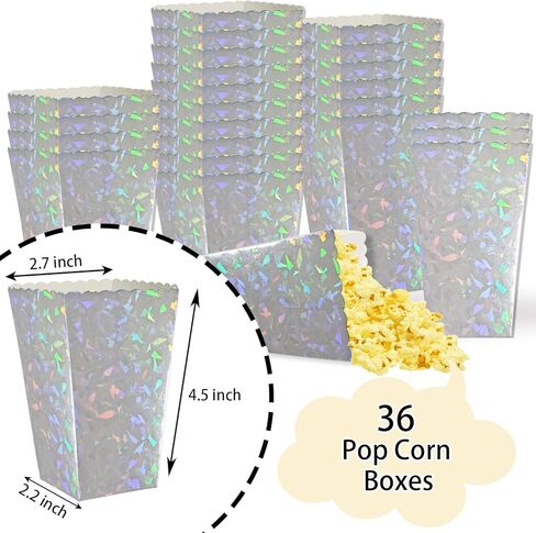 24 Pcs Silver Foil Popcorn Boxes 2 x 4.5 x 2.7 inch Mini Popcorn Boxes Cardboard Popcorn Container for Party Disposable Snack Popcorn Bags in Kuwait