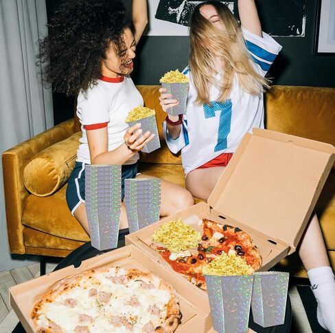 24 Pcs Silver Foil Popcorn Boxes 2 x 4.5 x 2.7 inch Mini Popcorn Boxes Cardboard Popcorn Container for Party Disposable Snack Popcorn Bags in Kuwait