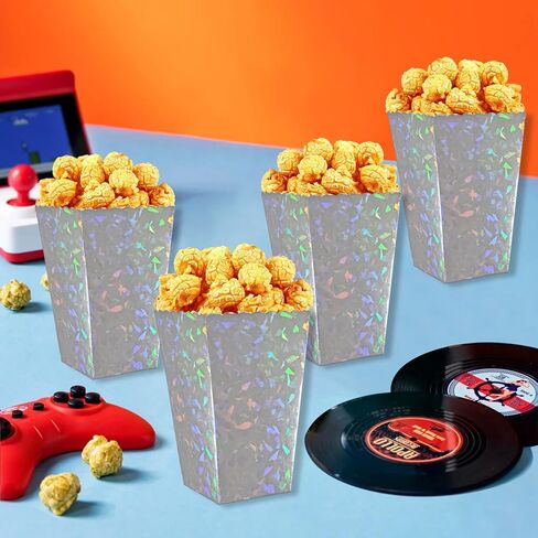 24 Pcs Silver Foil Popcorn Boxes 2 x 4.5 x 2.7 inch Mini Popcorn Boxes Cardboard Popcorn Container for Party Disposable Snack Popcorn Bags in Kuwait