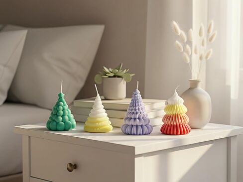 2Pcs Christmas Tree Candle Molds, 3D Silicone Mold for Candle Epoxy Resin Soap Cake Chocolate Making with 20 Wicks & Lables for DIY Xmas Gift Art Craft Home Decoration in Kuwait