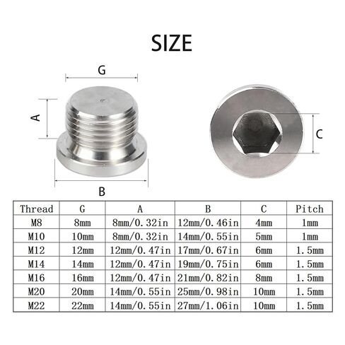 4Pcs 304 Stainless Steel M10 x 1 Inner Hex Head Pipe Plug with Copper O-Ring in Saudi Arabia