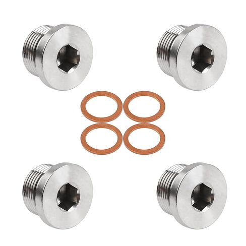 4Pcs 304 Stainless Steel M10 x 1 Inner Hex Head Pipe Plug with Copper O-Ring in Saudi Arabia
