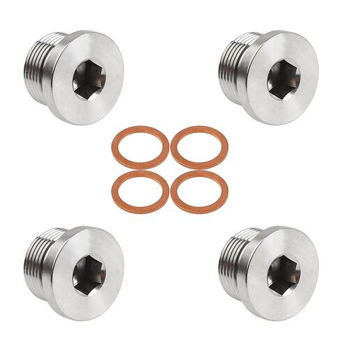 4Pcs 304 Stainless Steel M10 x 1 Inner Hex Head Pipe Plug with Copper O-Ring in Saudi Arabia