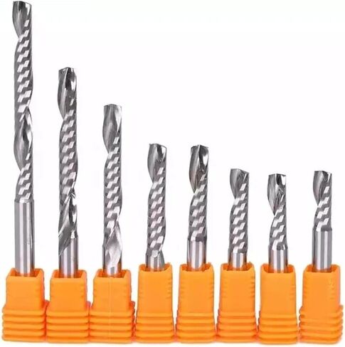 SIRKNNWKG 50pcs 4mm 6mm Shank Single Flute Down Cut Spiral End Mill CNC Router Bit O-Type Carbide Milling Cutter for Acrylic PVC Wood Aluminium(6x42mm) in Saudi Arabia