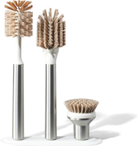 Curio Home Goods Ionic Brush Set, Magnetized to Stand Upright, Stainless Steel with Replaceable Heads, Silver in Saudi Arabia