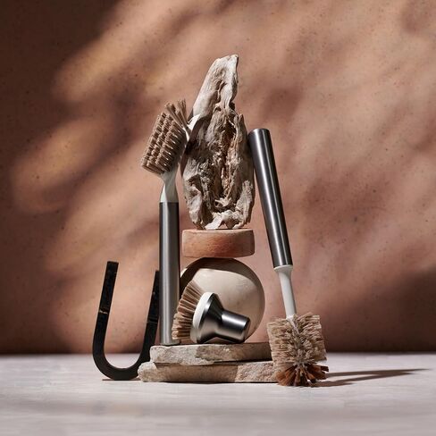 Curio Home Goods Ionic Brush Set, Magnetized to Stand Upright, Stainless Steel with Replaceable Heads, Silver in Saudi Arabia