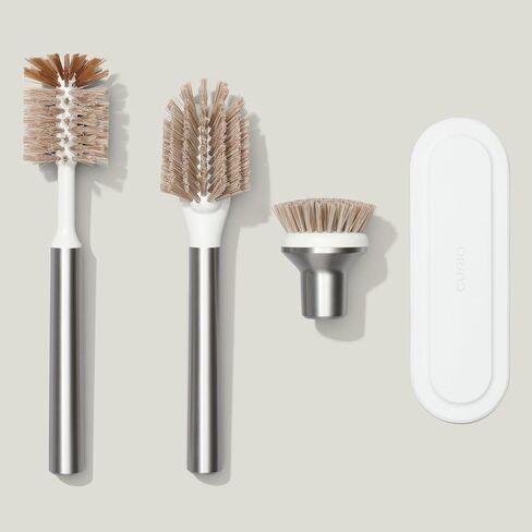 Curio Home Goods Ionic Brush Set, Magnetized to Stand Upright, Stainless Steel with Replaceable Heads, Silver in Saudi Arabia