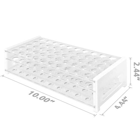 Plastic Test Tube Rack Set, 2 Sizes to fit Both 12/13mm and 15/18mm Test Tubes, 50 Hole, Clear, Karter Scientific 208U5 (Pack of 2) in Saudi Arabia
