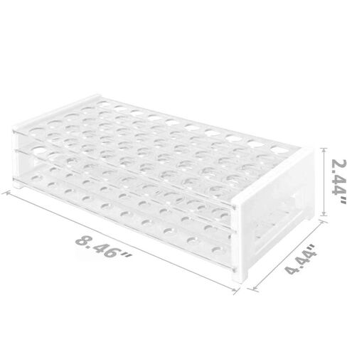 Plastic Test Tube Rack Set, 2 Sizes to fit Both 12/13mm and 15/18mm Test Tubes, 50 Hole, Clear, Karter Scientific 208U5 (Pack of 2) in Saudi Arabia