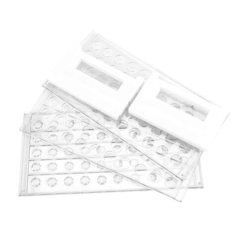 Plastic Test Tube Rack Set, 2 Sizes to fit Both 12/13mm and 15/18mm Test Tubes, 50 Hole, Clear, Karter Scientific 208U5 (Pack of 2) in Saudi Arabia