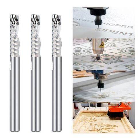 1pcs Solid Carbide Single Flute End Mill Router Bits 1/4 Inch Shank CNC Spiral O Flute Down Cut Router Bit 1Inch Cutting Length Carbide End Mill in Saudi Arabia