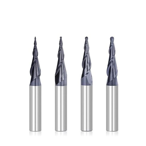 Ball Nose End Mill R0.25-R1.0 2Flute Tapered 1/4" Shank Carbide Milling Tool Spiral Cutter CNC Machine(R0.25x20x6.35x50) in Saudi Arabia