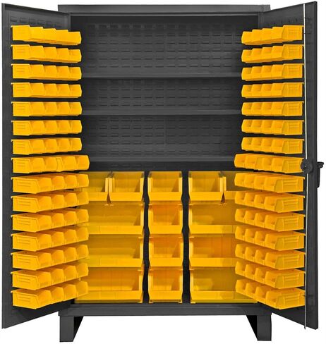 خزانة فولاذية ملحومة شديدة التحمل من دورهام مقاس 12 بوصة مع 134 صندوقًا، HDC48-134-3S95، سعة الرف 1200 رطل، الطول 24 بوصة × العرض 48 بوصة × الارتفاع 78 بوصة، 3 أرفف in Kuwait