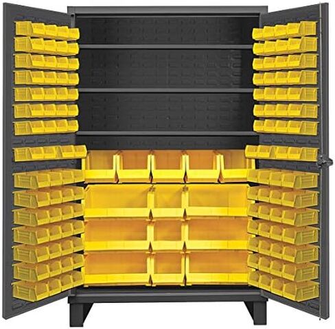 خزانة فولاذية ملحومة شديدة التحمل من دورهام مقاس 12 بوصة مع 134 صندوقًا، HDC48-134-3S95، سعة الرف 1200 رطل، الطول 24 بوصة × العرض 48 بوصة × الارتفاع 78 بوصة، 3 أرفف in Kuwait