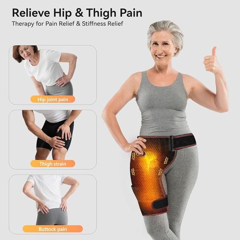 Hip Heating Pad with Massage, Hip Massager for Sciatica & Hip Pain Relief, Portable Electric Heating Pad for Men Women, Hip Support Brace for Sciatic Nerve, Hamstring, Thigh & Hip Bursitis Discomfort in Saudi Arabia