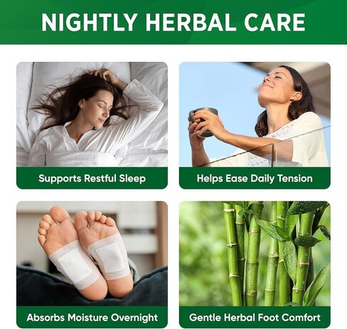 AOSORW Natural Herbal Foot Pads - Ginger Mugwort Bamboo Vinegar - Relieves Stress and Fatigue - Improves Sleep and Supports Body Cleansing - (Green, 30 Pads) in Kuwait