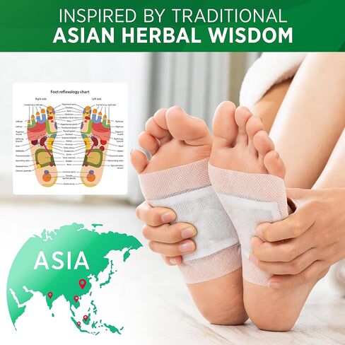 AOSORW Natural Herbal Foot Pads - Ginger Mugwort Bamboo Vinegar - Relieves Stress and Fatigue - Improves Sleep and Supports Body Cleansing - (Green, 30 Pads) in Kuwait