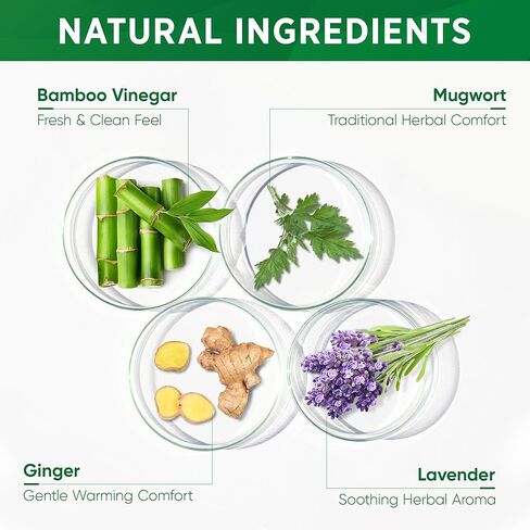 AOSORW Natural Herbal Foot Pads - Ginger Mugwort Bamboo Vinegar - Relieves Stress and Fatigue - Improves Sleep and Supports Body Cleansing - (Green, 30 Pads) in Kuwait